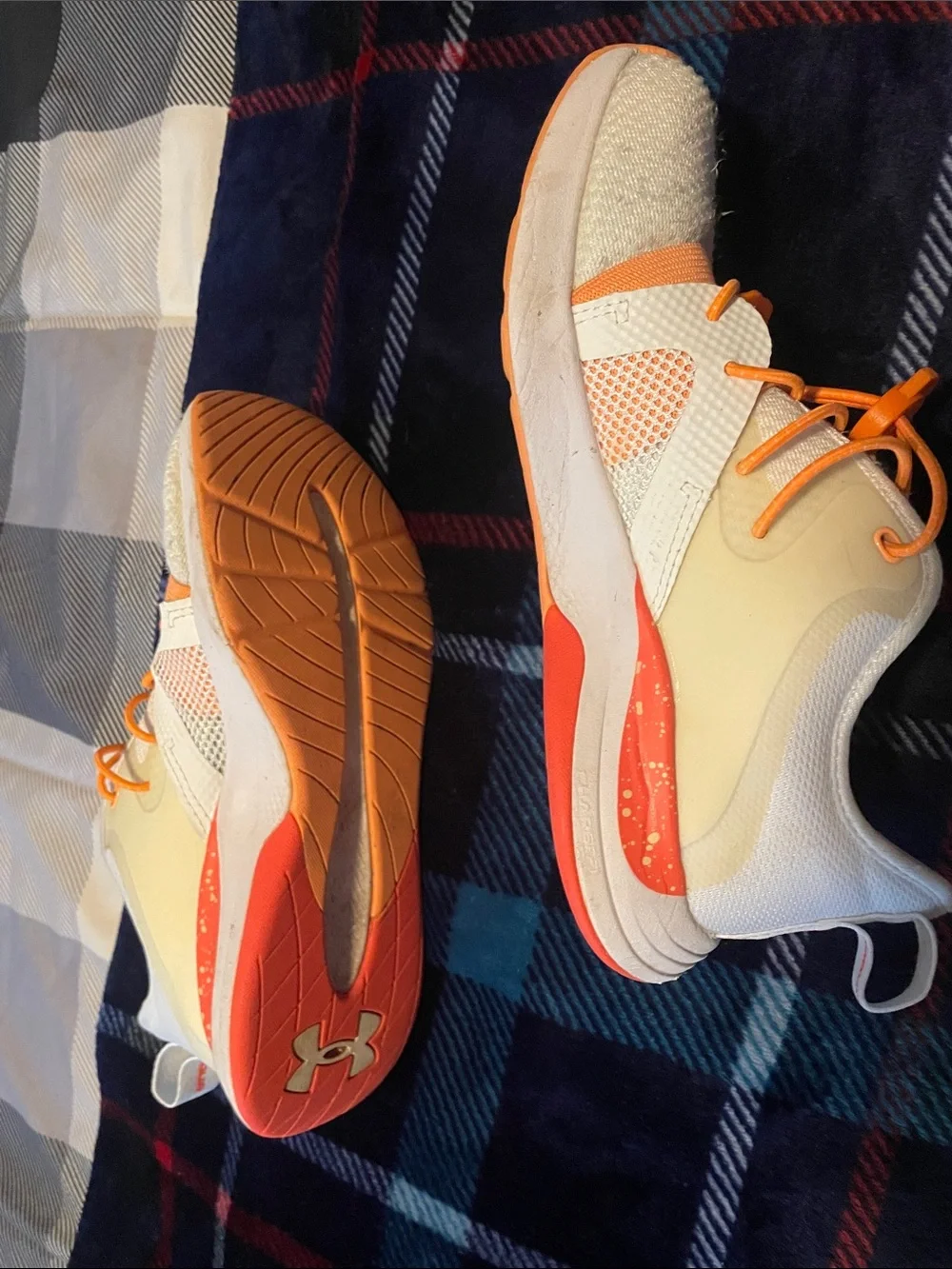 Under Armour Women's White and Orange Athletic Shoes